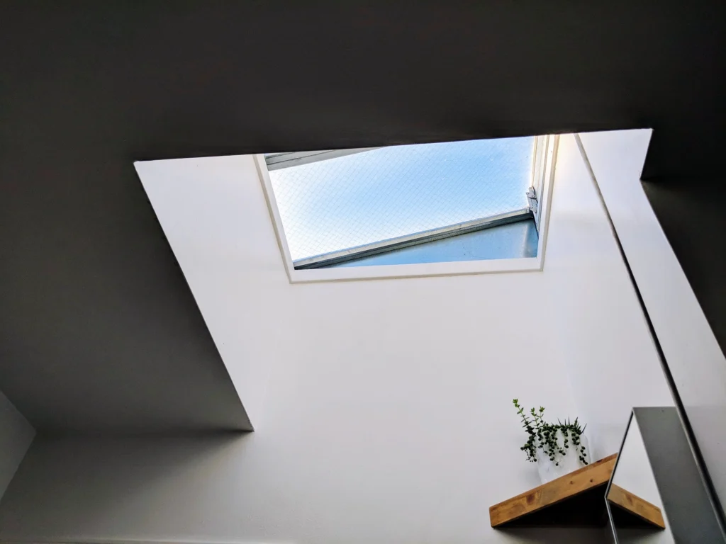 View of a skylight from inside a residential home