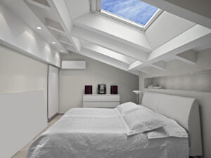 bedroom skylight ideas that accentuates vertical space in smaller rooms