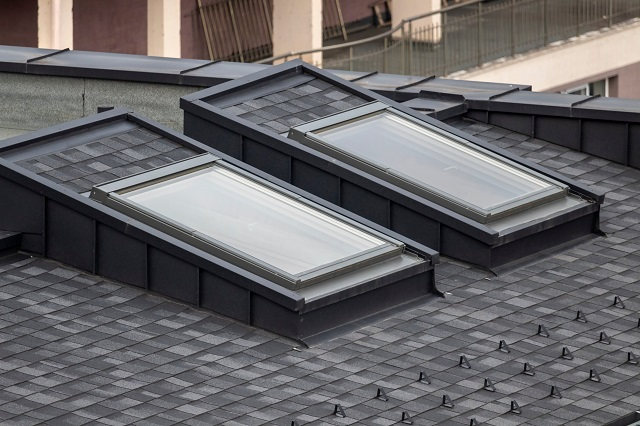 Skylights installed on a new tile roof